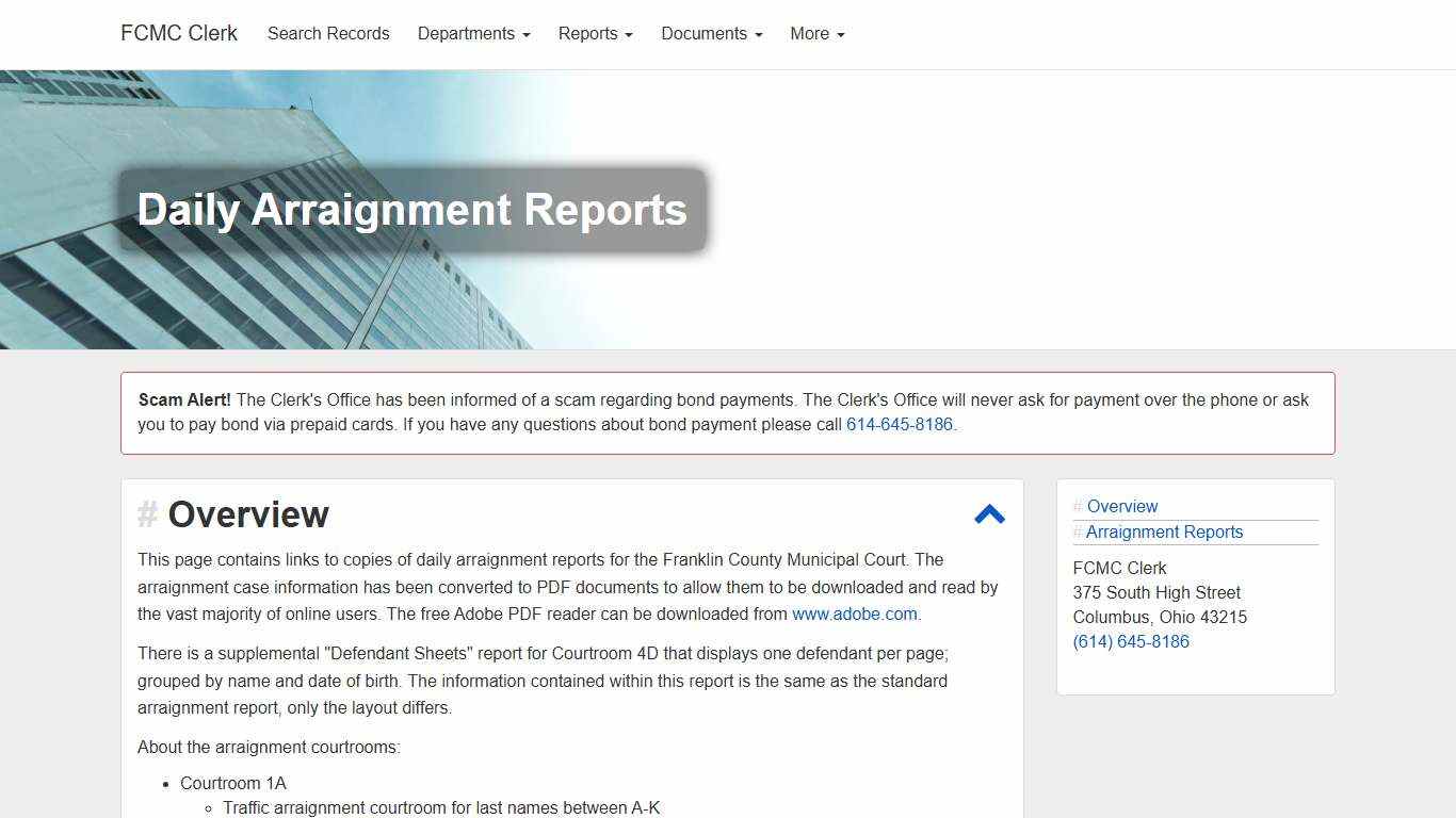 Daily Arraignment Reports